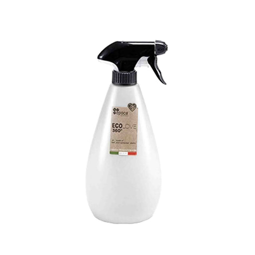 White spray bottle with black nozzle on a white background