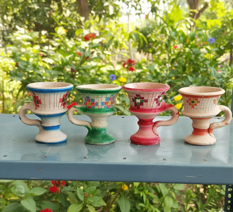 Clay Bakhori small Sada water cup 12cm- color