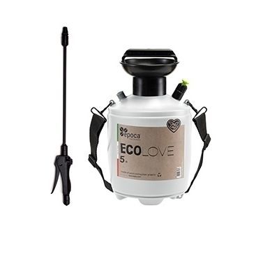 White backpack sprayer with black nozzle and shoulder straps on a white background