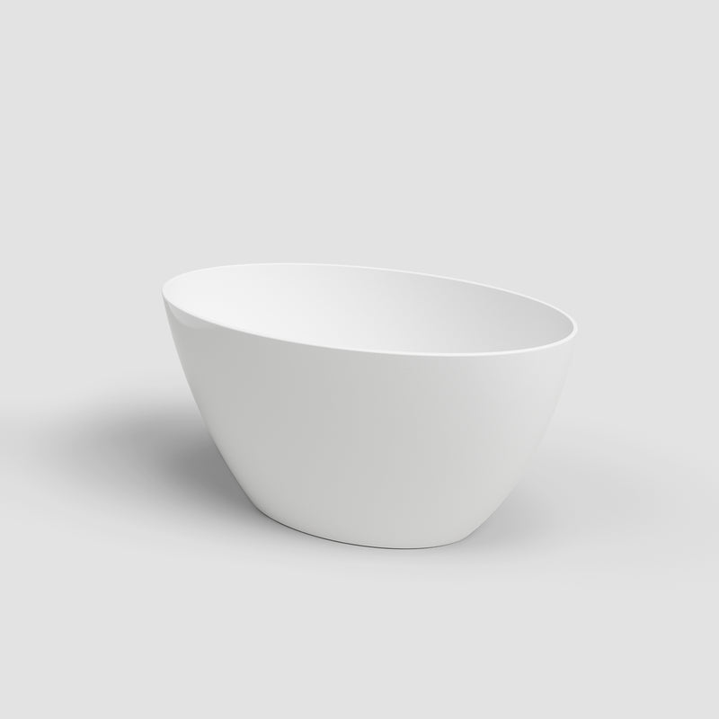 White ceramic bowl on a light gray background