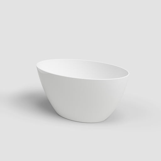 White ceramic bowl on a light gray background