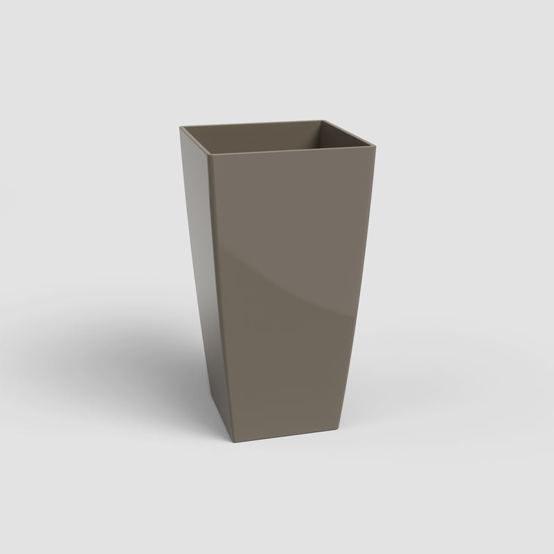 Square gray planter on a light gray background