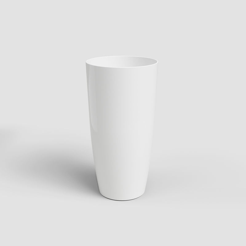 White ceramic vase on a light gray background