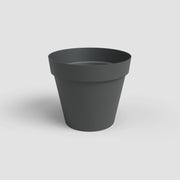 Dark gray flower pot on a light gray background