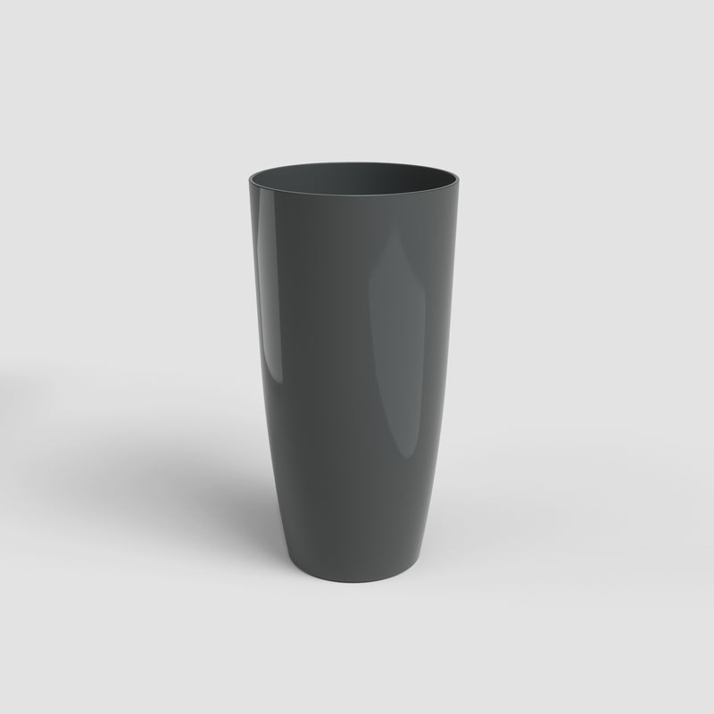 Dark gray vase on a light gray background