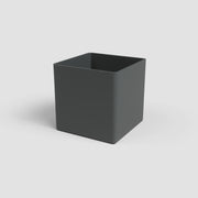 Black square planter on a light gray background