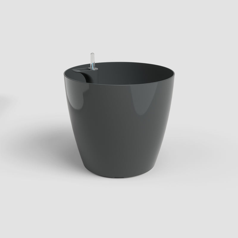 Black planter pot on a white background