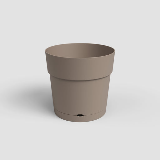 Beige flower pot on a light gray background