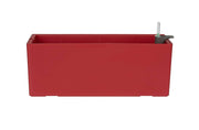 Red rectangular metal box with a white background