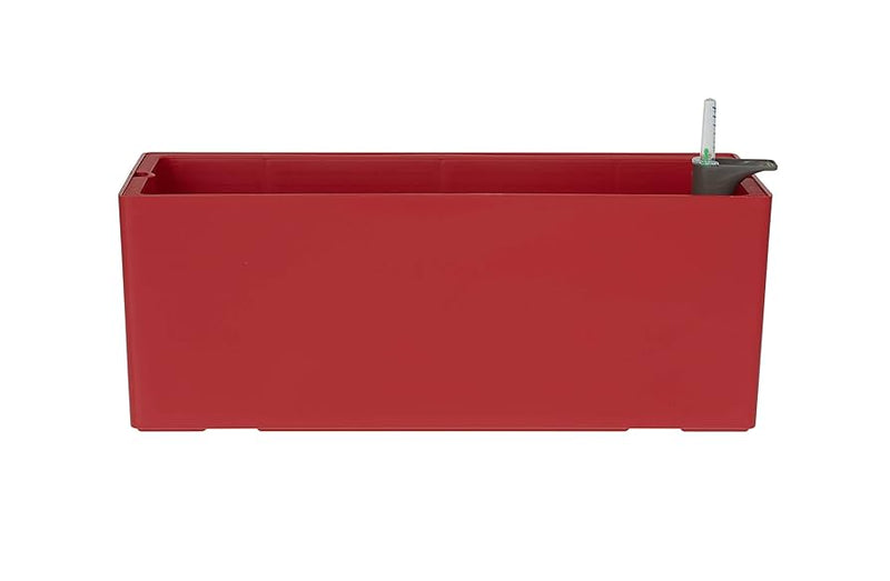 Red rectangular metal box with a white background