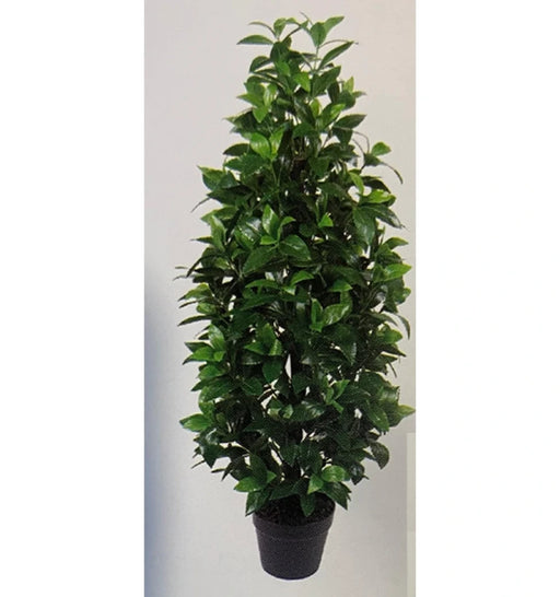Potted artificial plant on a white background