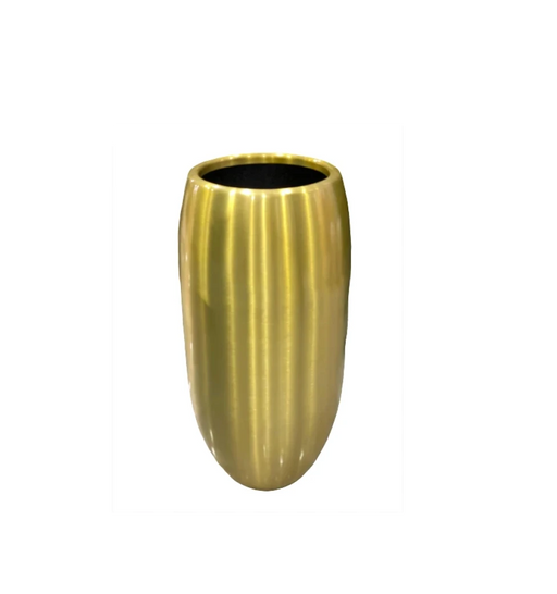 Gold metallic vase on a white background