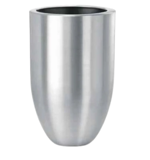 Stainless steel tumbler on a white background