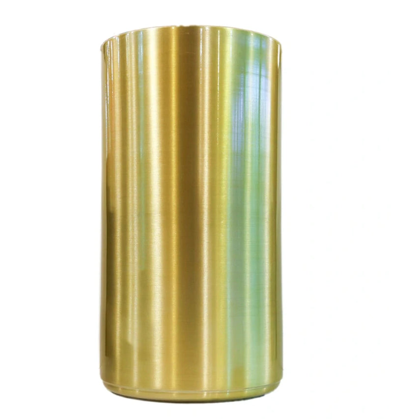 Gold cylindrical object on a white background