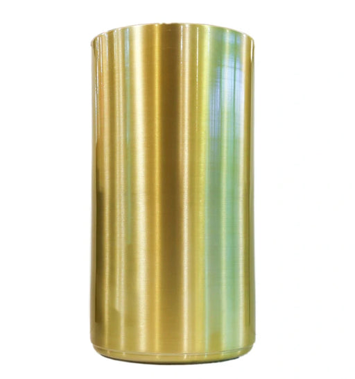 Gold cylindrical object on a white background