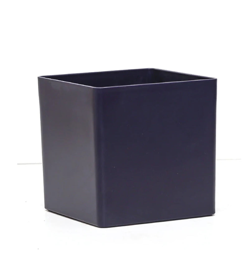 Navy blue rectangular planter on a white background