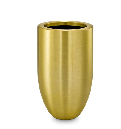 Gold metallic planter on a white background