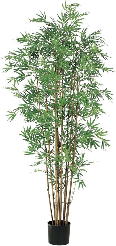 Artificial bamboo plant in a pot on a white background