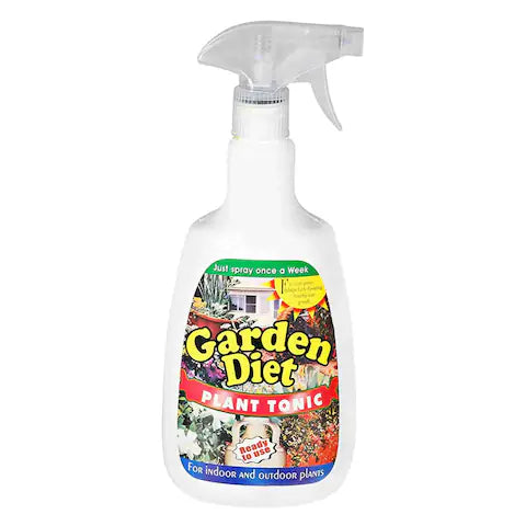 Garden Diet Plant Tonic spray bottle on a white background