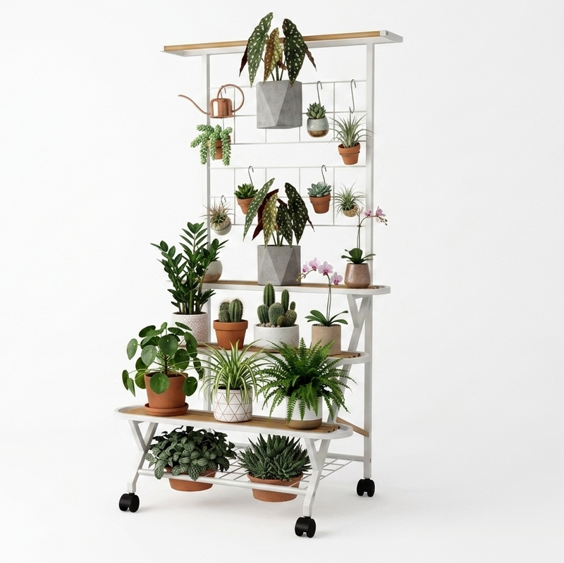 Plant Stand With Wheel- White (Without Fittings -without plants)