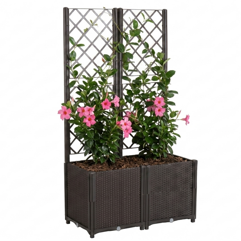 Plastic Planter with Fence- Double (without plants)