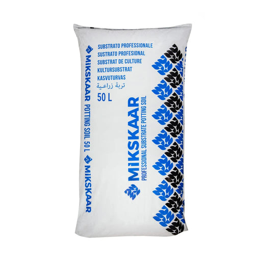 Mikskaar potting soil bag on a white background