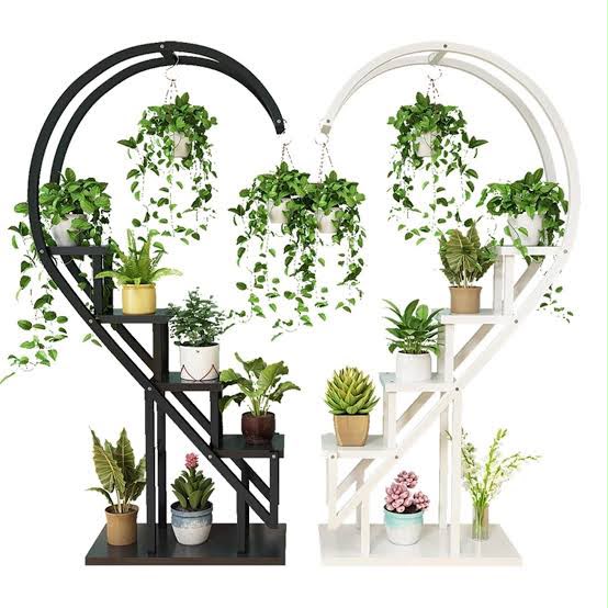 Plants Stand Heart Shape black - White color (without plants and fittings)