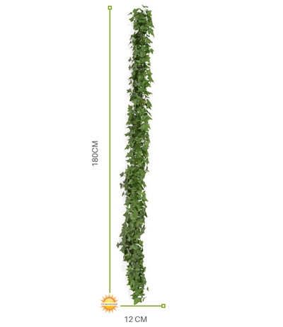 Artificial ivy garland with dimensions on a white background