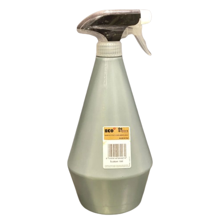 Spray bottle with a label on a white background