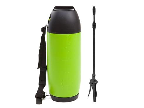 Green and black sprayer with a long nozzle on a white background